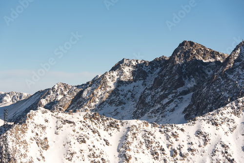 Mountains in the Pyrenees at the Grandvalira ski resort in Andorra