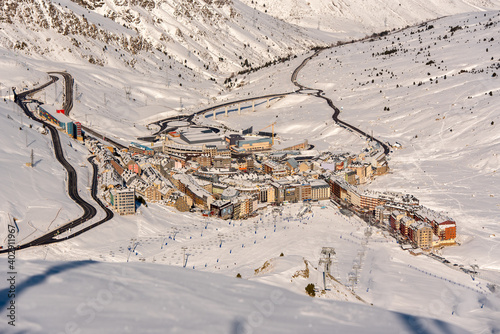 Wallpaper Mural View of the city of Montaña Pas de la Casa in the Pyrenees at the Grandvalira ski resort in Andorra. Torontodigital.ca