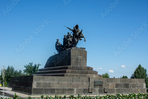 Monument of Chapaev and the heroes of the civil war in Chapaev Square near Samara's Academic Drama Theater.