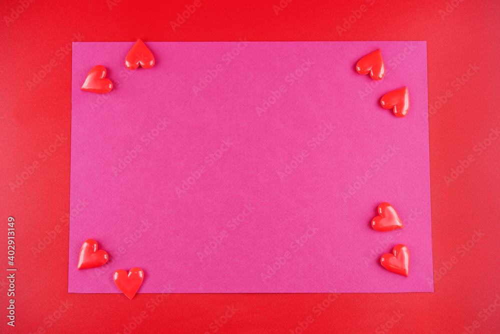 Red background with red hearts for Valentine's day