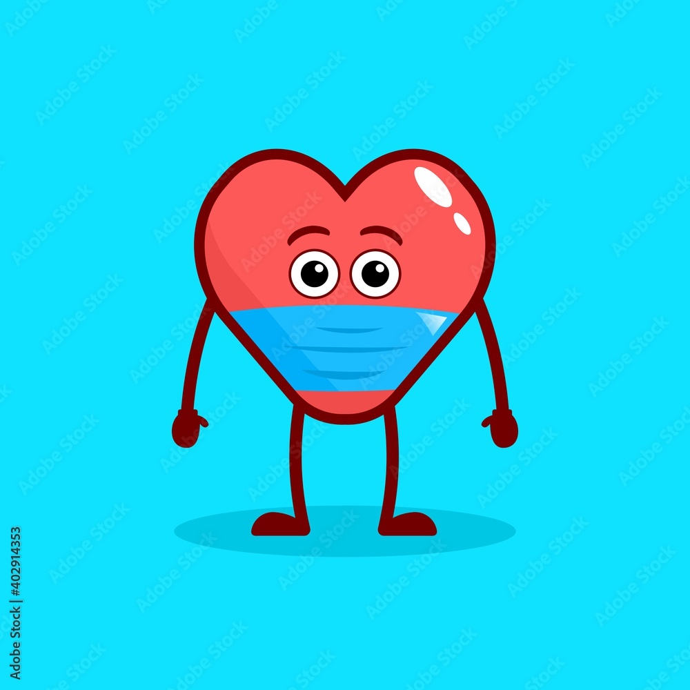 love character illustration using a mouth mask love character illustration using a mouth mask