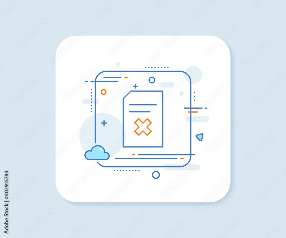 Remove Document line icon. Abstract square vector button. Delete Information File sign. Paper page concept symbol. Delete file line icon. Quality concept badge. Vector Remove Document line icon. Abstract square vector button. Delete Information File sign. Paper page concept symbol. Delete file line icon. Quality concept badge. Vector