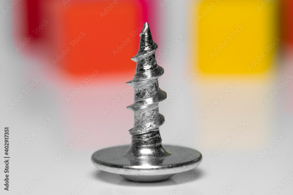 Close up shot of self tap metal screw
Close up shot of self tap metal screw