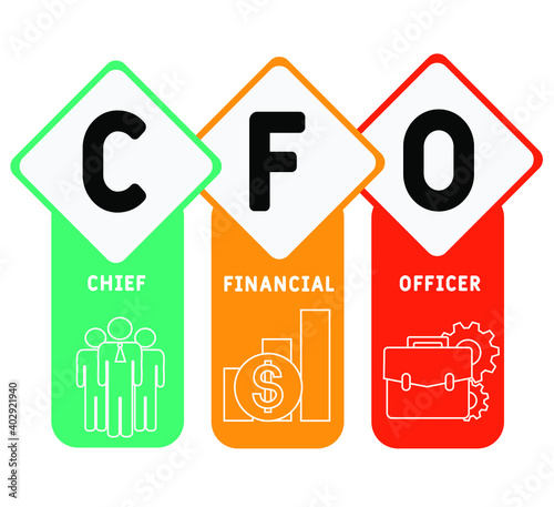 CFO - Chief Financial Officer  acronym. business concept background.  vector illustration concept with keywords and icons. lettering illustration with icons for web banner, flyer, landing page