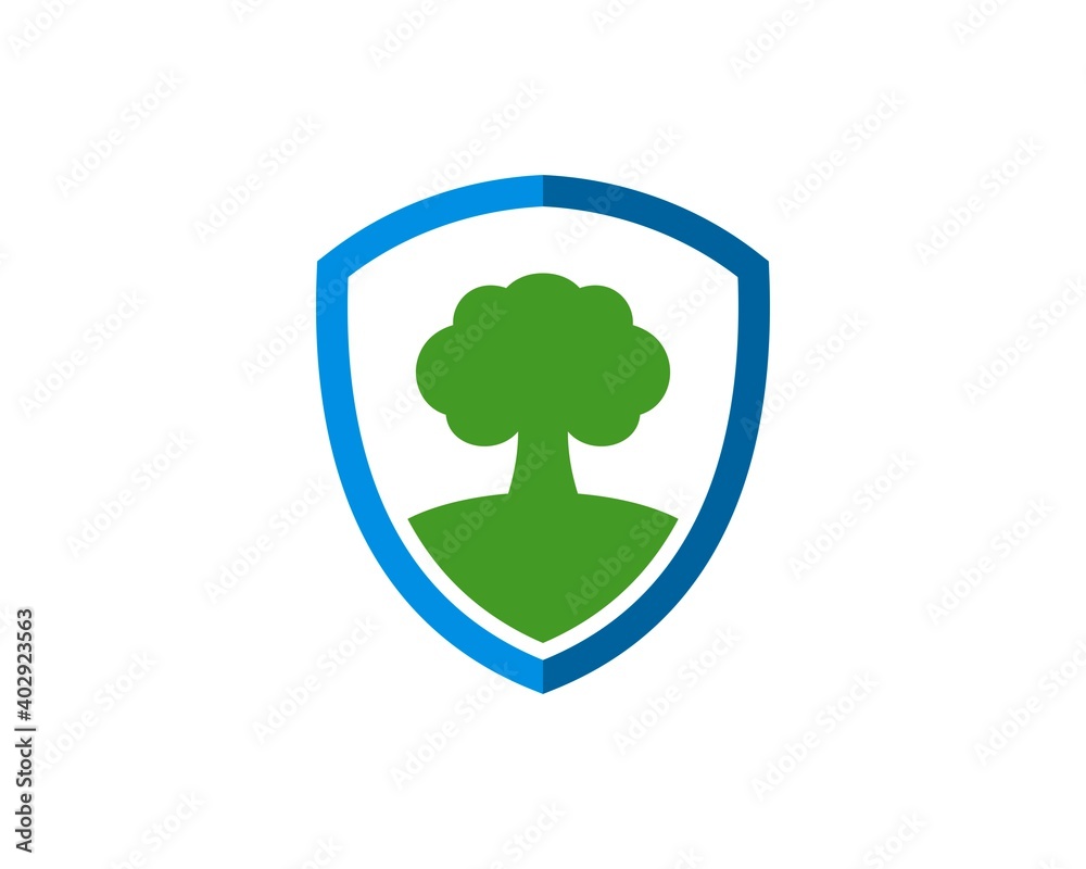 Simple shield with nature tree inside Simple shield with nature tree inside
