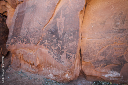 Принти на полотні Petroglyph at the entrance to Moonflower Canyon in Moab, Utah.