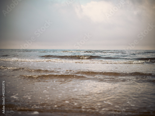 Yellow sand at the beach with seashells seawater nature 