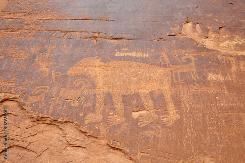 Принти на полотні Petroglyph along the Potash River in Moab, Utah