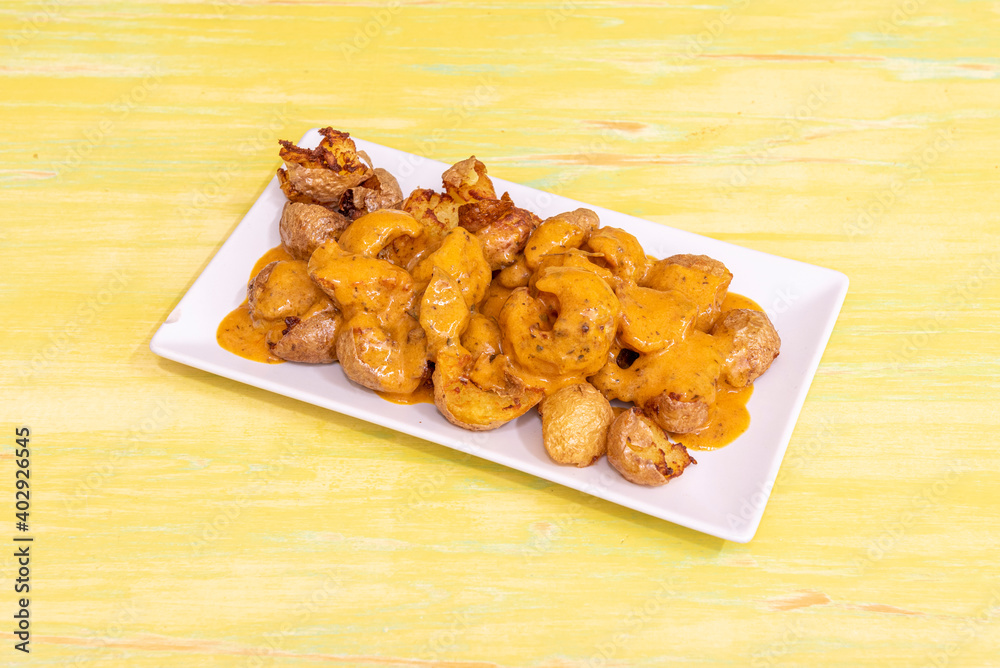 Madrilenian Patatas Bravas dish Madrilenian Patatas Bravas dish