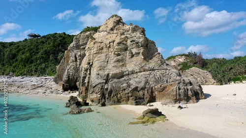 島の大きな岩、沖縄、渡嘉敷