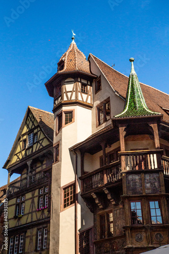 Example of old half timbered architecture from Alsace area in France