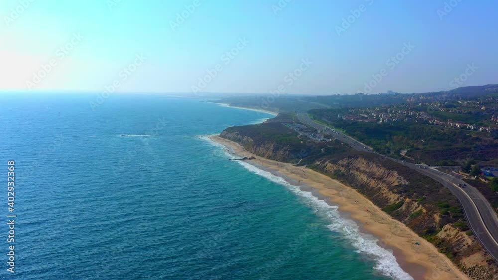 Drone shot of the Pacific Coast Highway in Laguna Beach California Drone shot of the Pacific Coast Highway in Laguna Beach California