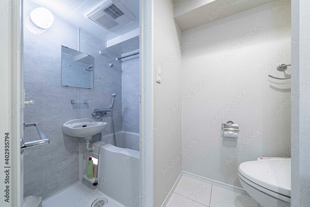 Fototapeta premium The shower area, shower room and toilet in a modern apartment