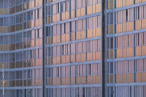 Apartment building windows at Arctic sunset in Yakutsk