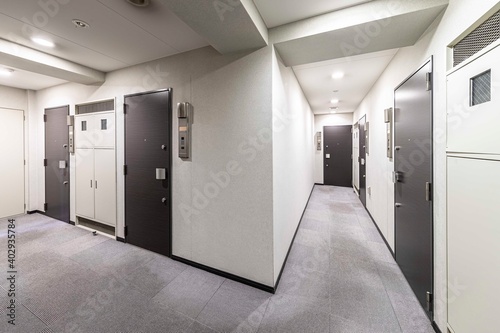 Corridor between rooms in condominium buildings