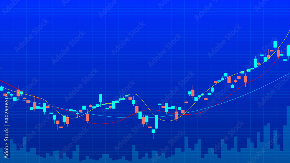Trading chart for Stocks, Commodity futures, Forex and Cryptocurrencies. Dark blue background. Trading chart for Stocks, Commodity futures, Forex and Cryptocurrencies. Dark blue background.