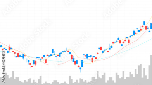 Trading chart for Stocks, Commodity futures, Forex and Cryptocurrencies. White background.