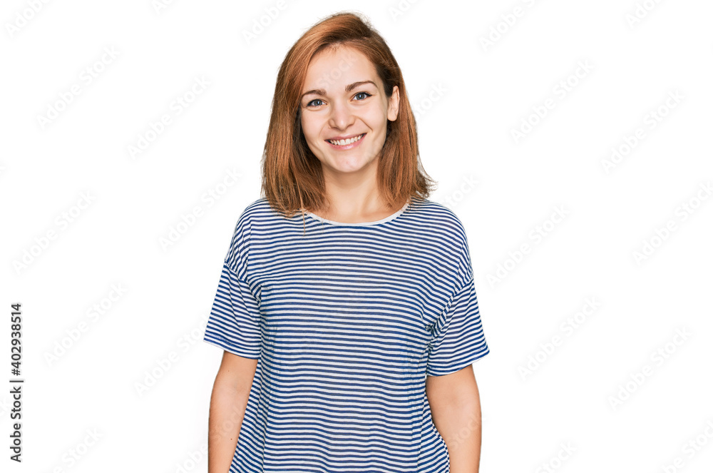 Young caucasian woman wearing casual clothes with a happy and cool smile on face. lucky person. Young caucasian woman wearing casual clothes with a happy and cool smile on face. lucky person.