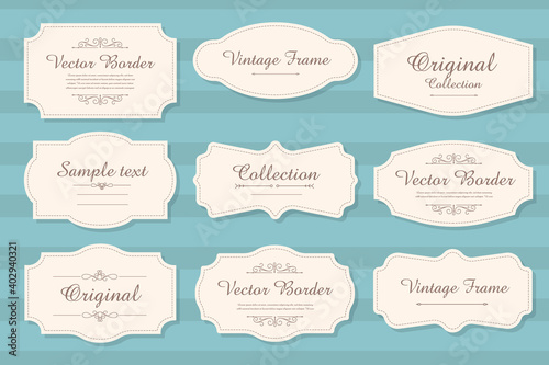 Vector set of calligraphic Vintage labels and frames design elements