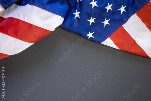 American folded along the top isolated black background