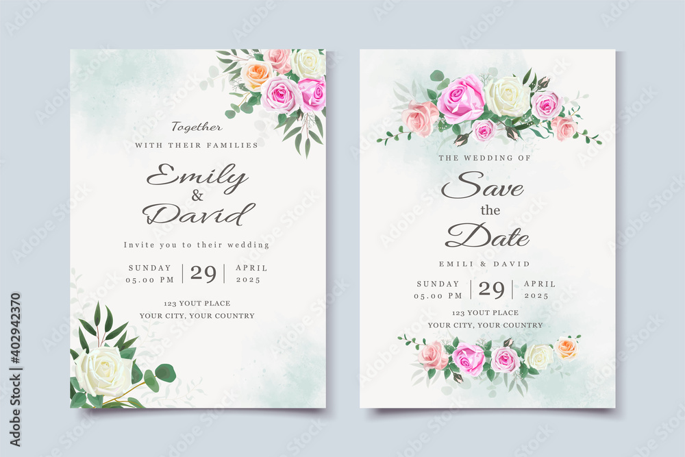 Wedding Invitation Card with Beautiful Floral