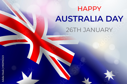 Happy Australia day 26 January festive background with flag