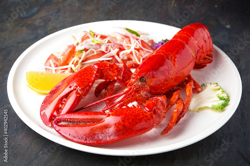 Gourmet lobster dinner. Italian restaurant. Menu. Free space for text