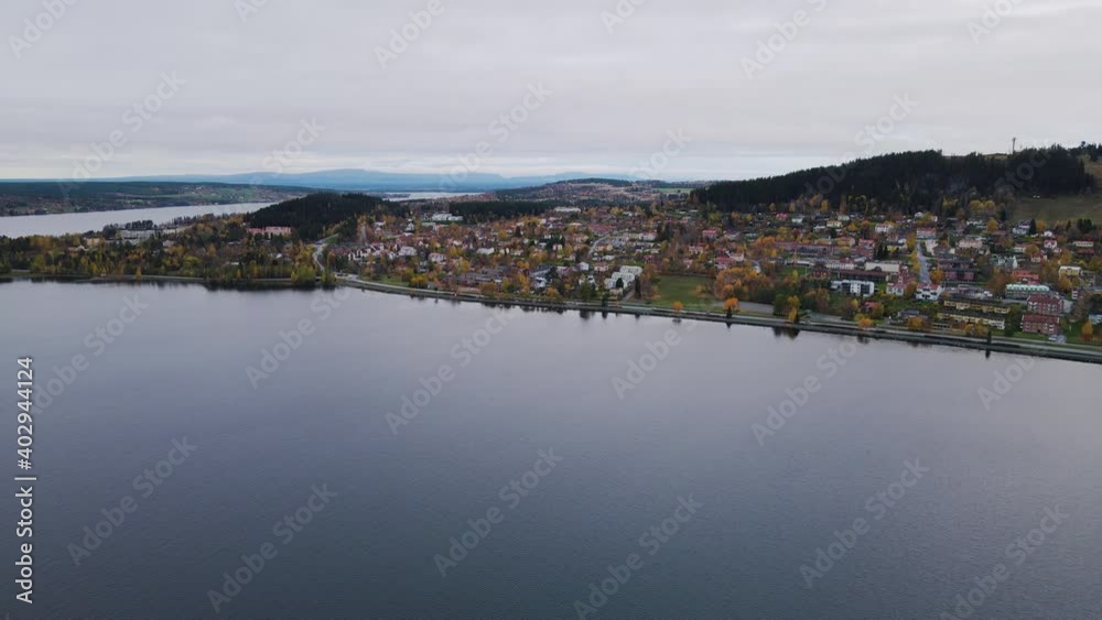 Beautiful Coastline Of Frösön, Östersund Sweden In A Gloomy Day - wide shot Beautiful Coastline Of Frösön, Östersund Sweden In A Gloomy Day - wide shot