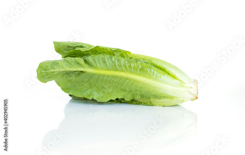 Cos Lettuce or Romaine Lettuce on white background, fresh organic vegetable, healthy diet food