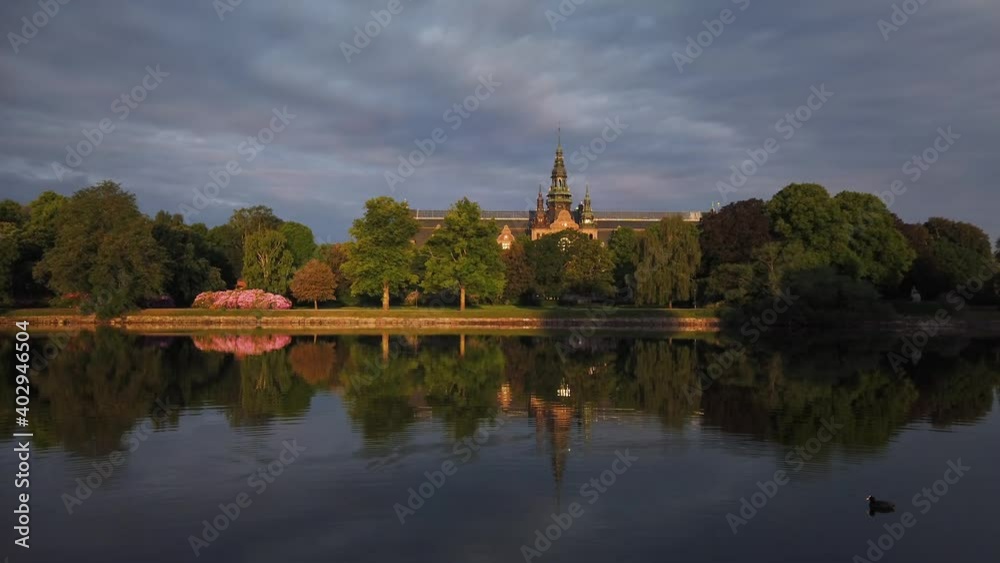Nordic Museum at Djurgarden in Stockholm, cloudy golden hour, static Nordic Museum at Djurgarden in Stockholm, cloudy golden hour, static