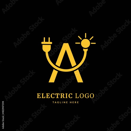 Initial letter A  Electricity Logo and icon Vector design Template. Power Energy Logo Design Element for company and business.
