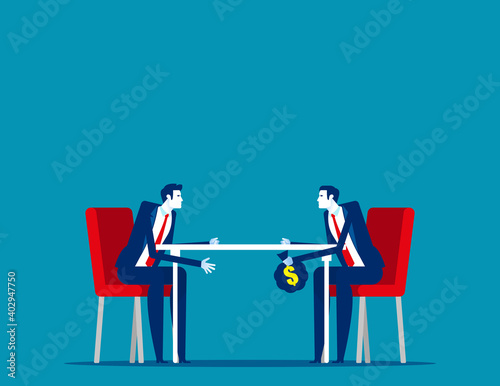 Partner handing money under the table. Business corruption concept photo