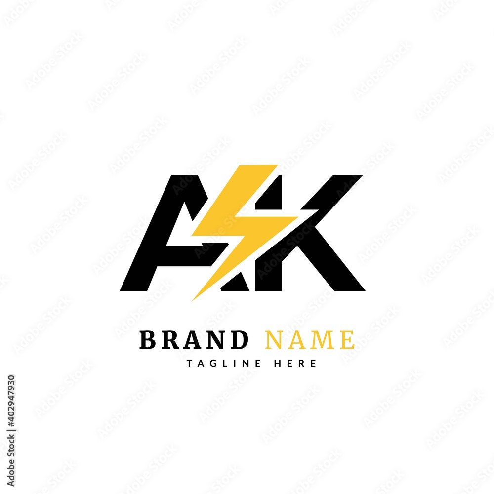 Initial letter AK, Electricity Logo and icon Vector design Template. Power Energy Logo Design Element for company and business. Initial letter AK, Electricity Logo and icon Vector design Template. Power Energy Logo Design Element for company and business.