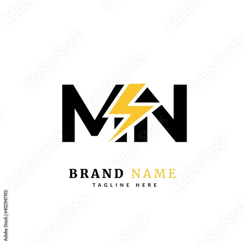 Initial letter MN, Electricity Logo and icon Vector design Template. Power Energy Logo Design Element for company and business.