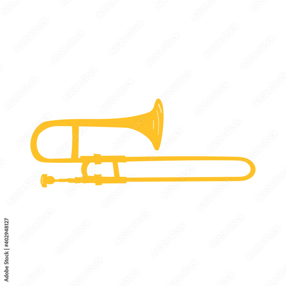 Fototapeta premium Hand drawn style vector illustraction of musical instrument -trombone