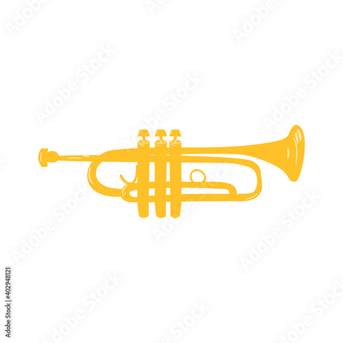 Hand drawn style vector illustraction of musical instrument - trumpet.