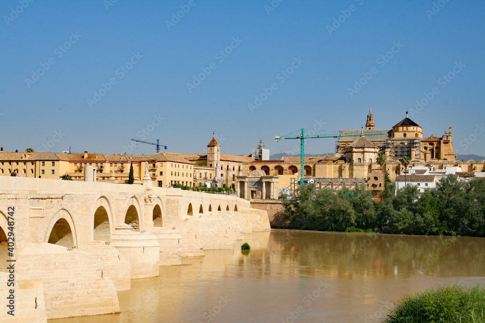 Roman Bridge of Córdoba and Mezquita-Catedral de Córdoba in Cordoba, Spain