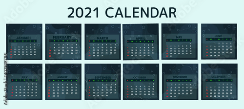 ready to print abstract background 2021 calendar pack with moon separation