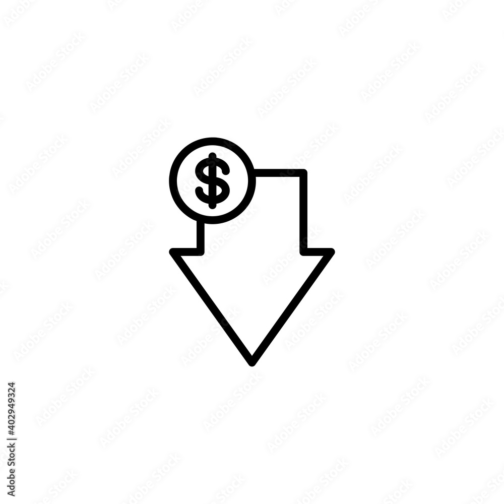 Cost reduction line icon vector. Cost reduction symbol Cost reduction line icon vector. Cost reduction symbol