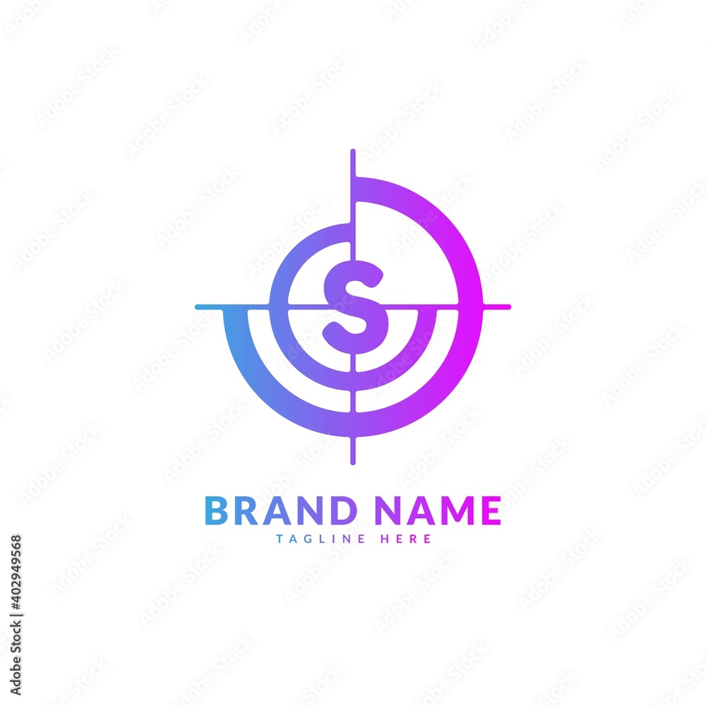  Initial letter S with circle target logo. Creative stylish target logo vector, fit for company and business