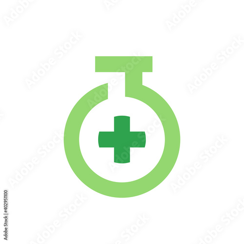 Medical lab logo icon design, laboratory symbol vector, line art style