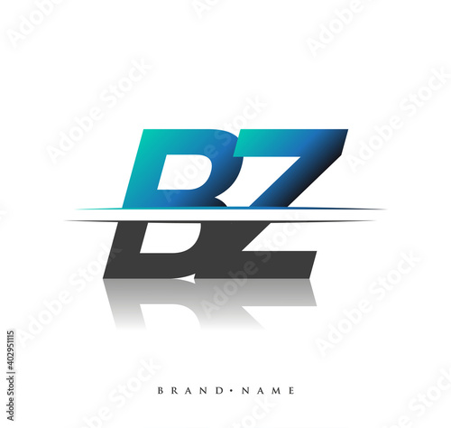 BZ initial logo company name colored black and blue, Simple and Modern Logo Design.