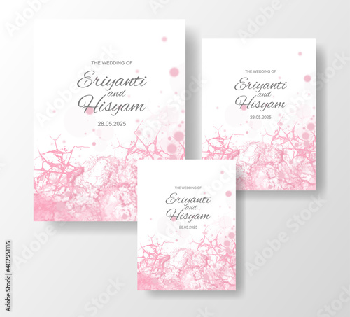 Beautiful wedding card watercolor with splash