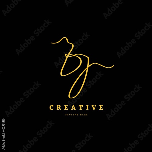 Initial letter BJ. Monogram signature logo design template. Minimalis logo concept for business and company.