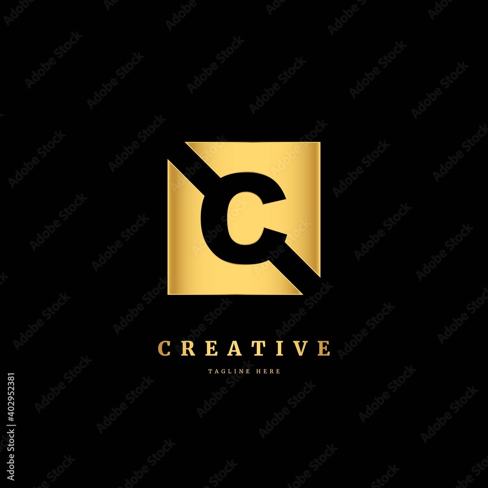 C logo. Initial letter C with gold color. Luxury slice logo design concept, fit for company and business. C logo. Initial letter C with gold color. Luxury slice logo design concept, fit for company and business.