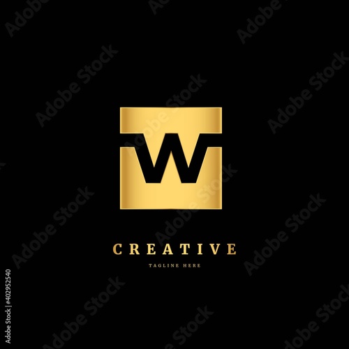 W logo. Initial letter W with gold color. Luxury slice logo design concept, fit for company and business.