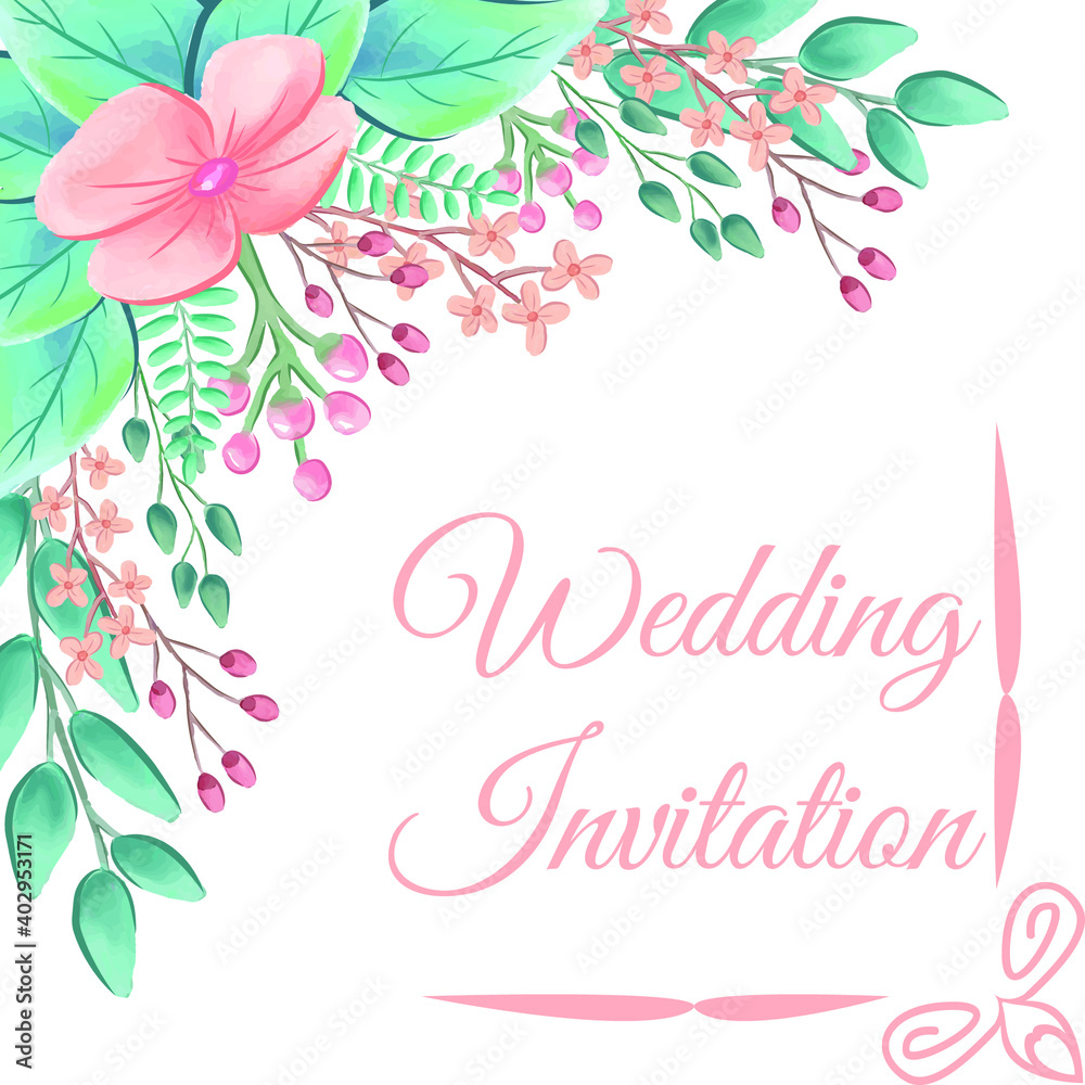 luxury beautiful weeding invitation card with rose design template