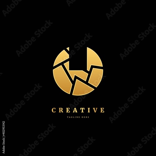 U logo. Initial letter U with mosaic circle. Luxury slice logo design concept, fit for company and business.