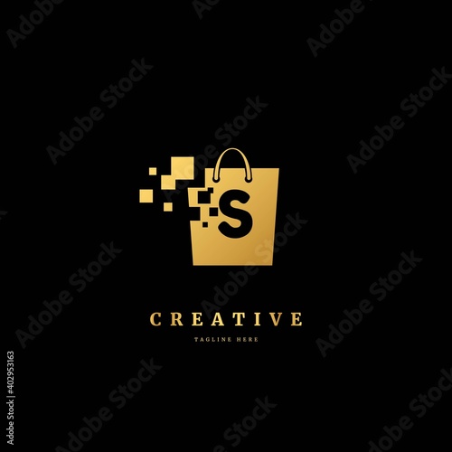 Initial letter S. logo shopping bag concept for business, packaging, product delivery, store, ect.
