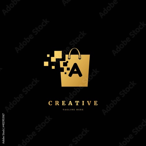 Initial letter A. logo shopping bag concept for business, packaging, product delivery, store, ect.